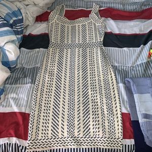 Beige and black classy midi dress